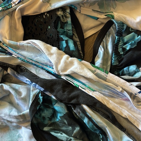 Cacique Floral Pajama Set - Black and Cream with Blue Accents - Picture 6 of 6